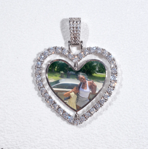 3D Spinning 2-Faced Heart Custom Picture Pendant