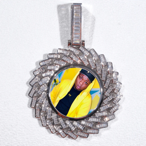 Large 3D Baguette Custom Picture Pendant