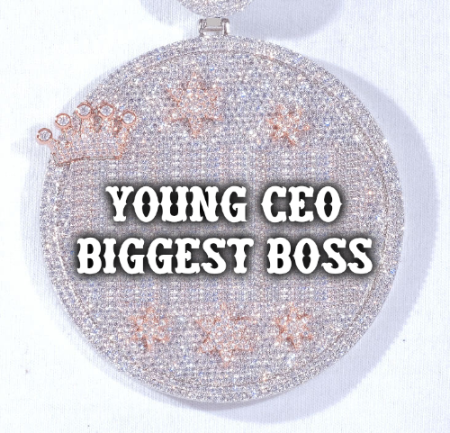 CUSTOM LETTER NECKLACE 3D BIG CROWN DISC