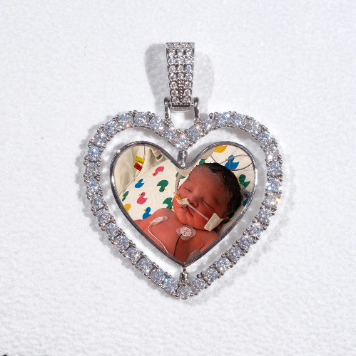 3D Spinning 2-Faced Heart Custom Picture Pendant