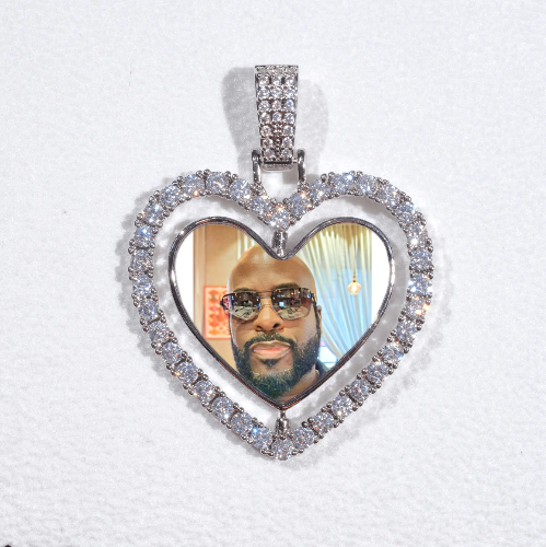 3D Spinning 2-Faced Heart Custom Picture Pendant