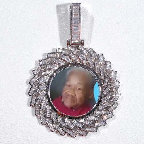 Large 3D Baguette Custom Picture Pendant