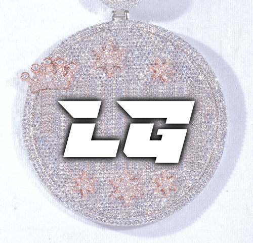 CUSTOM LETTER NECKLACE 3D BIG CROWN DISC