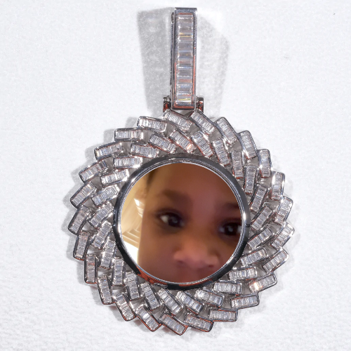 Large 3D Baguette Custom Picture Pendant