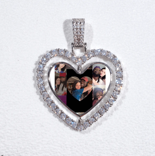 3D Spinning 2-Faced Heart Custom Picture Pendant
