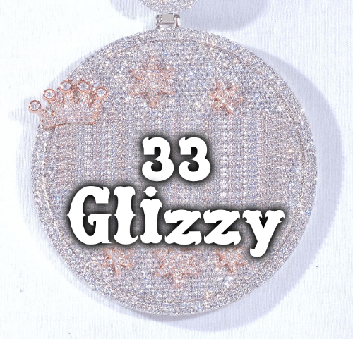 CUSTOM LETTER NECKLACE 3D BIG CROWN DISC