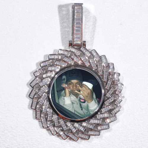 Large 3D Baguette Custom Picture Pendant