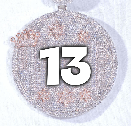 CUSTOM LETTER NECKLACE 3D BIG CROWN DISC