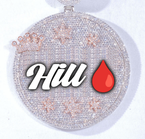 CUSTOM LETTER NECKLACE 3D BIG CROWN DISC