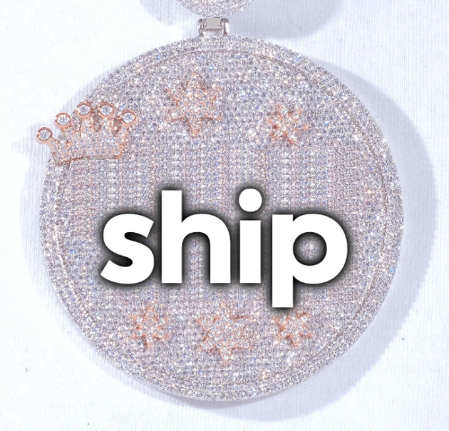 CUSTOM LETTER NECKLACE 3D BIG CROWN DISC