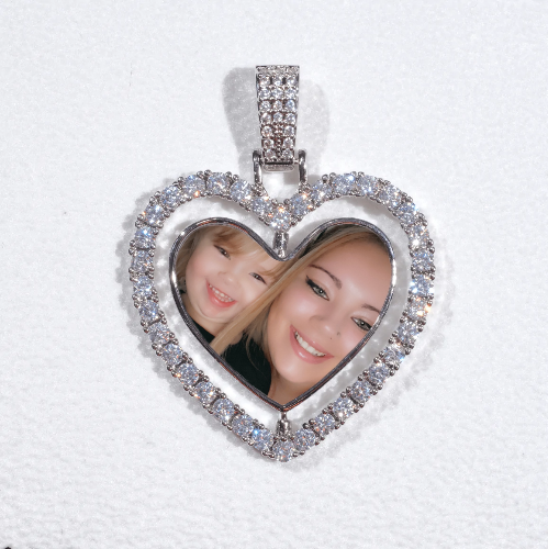 3D Spinning 2-Faced Heart Custom Picture Pendant