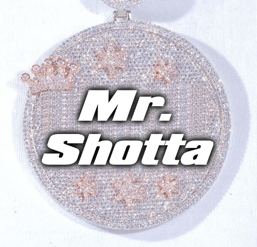 CUSTOM LETTER NECKLACE 3D BIG CROWN DISC
