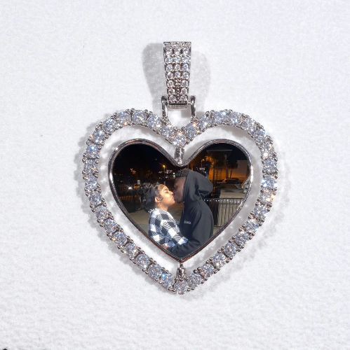 3D Spinning 2-Faced Heart Custom Picture Pendant