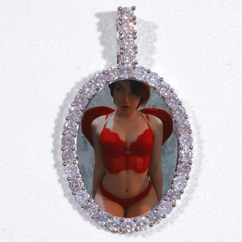 Large 3D Oval Custom Picture Pendant