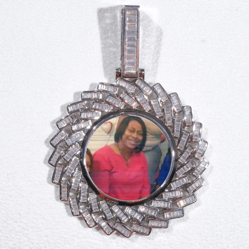 Large 3D Baguette Custom Picture Pendant