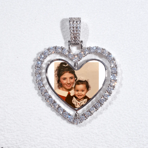 3D Spinning 2-Faced Heart Custom Picture Pendant