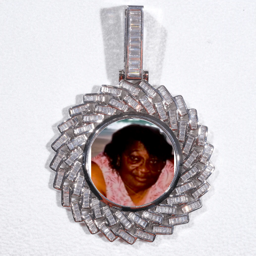 Large 3D Baguette Custom Picture Pendant