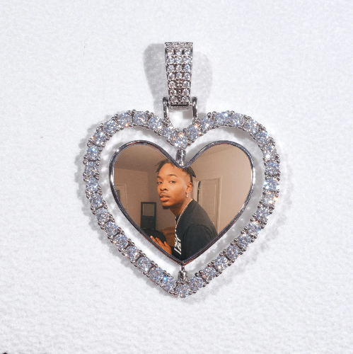 3D Spinning 2-Faced Heart Custom Picture Pendant