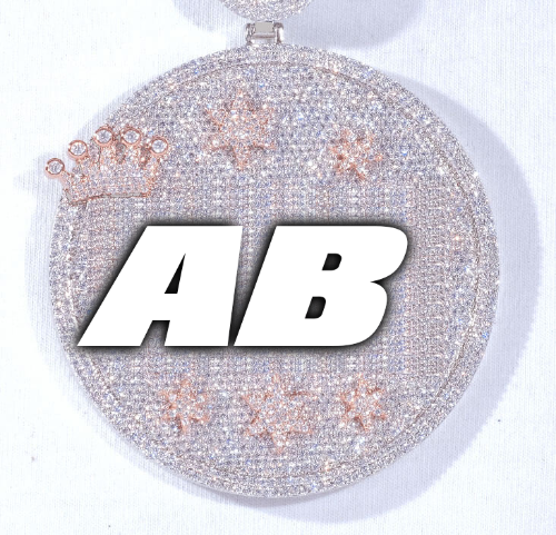 CUSTOM LETTER NECKLACE 3D BIG CROWN DISC