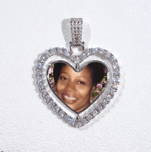 3D Spinning 2-Faced Heart Custom Picture Pendant