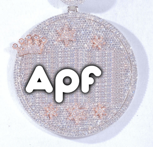 CUSTOM LETTER NECKLACE 3D BIG CROWN DISC