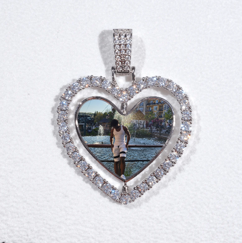 3D Spinning 2-Faced Heart Custom Picture Pendant