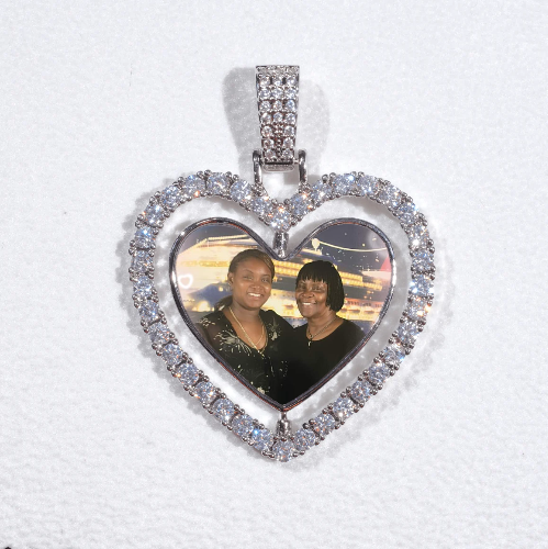 3D Spinning 2-Faced Heart Custom Picture Pendant