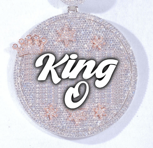 CUSTOM LETTER NECKLACE 3D BIG CROWN DISC