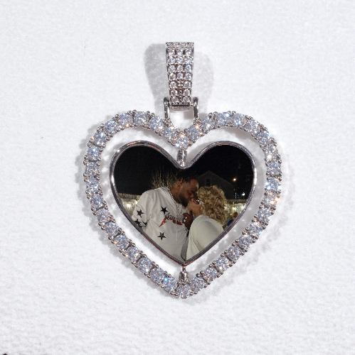 3D Spinning 2-Faced Heart Custom Picture Pendant