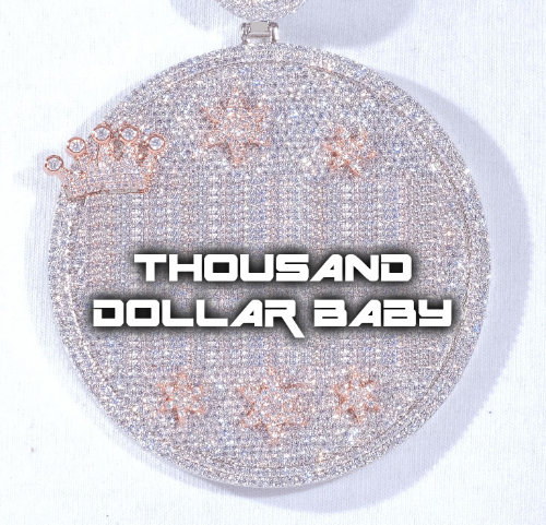 CUSTOM LETTER NECKLACE 3D BIG CROWN DISC