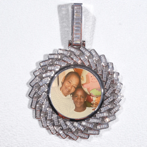 Large 3D Baguette Custom Picture Pendant