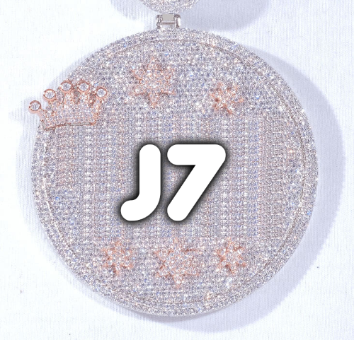 CUSTOM LETTER NECKLACE 3D BIG CROWN DISC