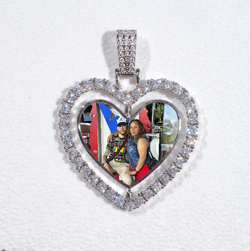 3D Spinning 2-Faced Heart Custom Picture Pendant
