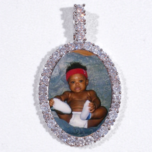 Large 3D Oval Custom Picture Pendant