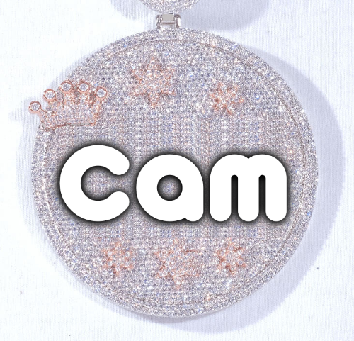 CUSTOM LETTER NECKLACE 3D BIG CROWN DISC