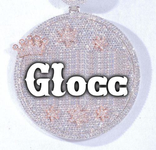 CUSTOM LETTER NECKLACE 3D BIG CROWN DISC