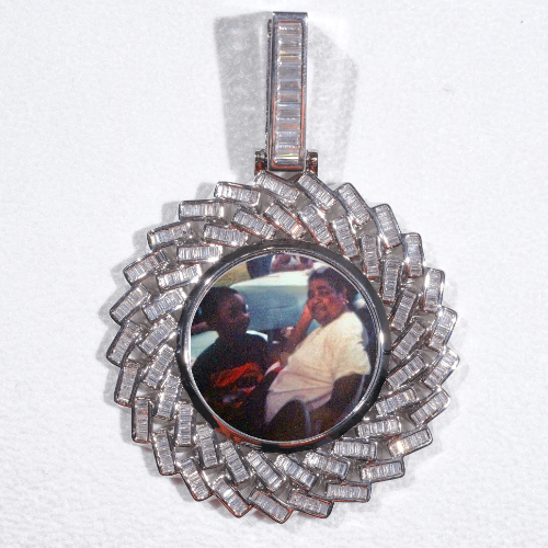 Large 3D Baguette Custom Picture Pendant