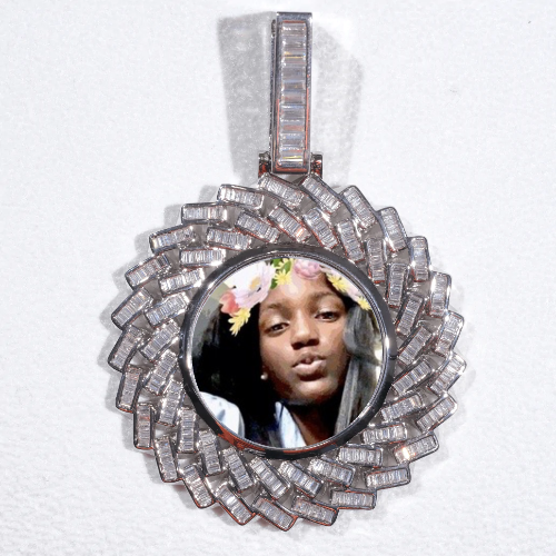 Large 3D Baguette Custom Picture Pendant