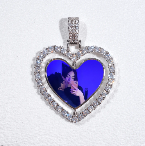 3D Spinning 2-Faced Heart Custom Picture Pendant