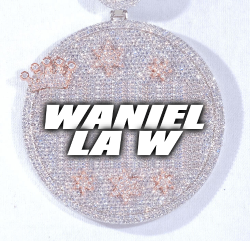 CUSTOM LETTER NECKLACE 3D BIG CROWN DISC