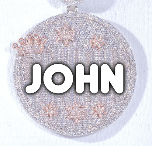 CUSTOM LETTER NECKLACE 3D BIG CROWN DISC