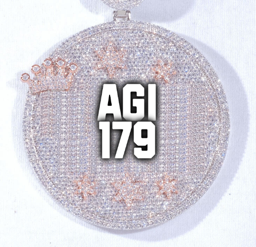 CUSTOM LETTER NECKLACE 3D BIG CROWN DISC