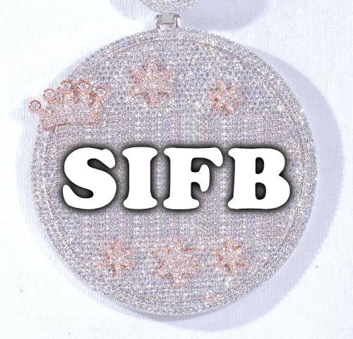 CUSTOM LETTER NECKLACE 3D BIG CROWN DISC