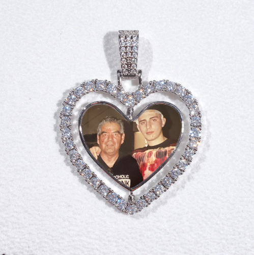 3D Spinning 2-Faced Heart Custom Picture Pendant