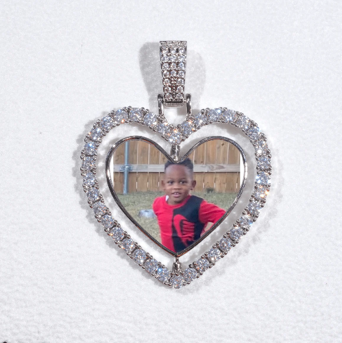 3D Spinning 2-Faced Heart Custom Picture Pendant