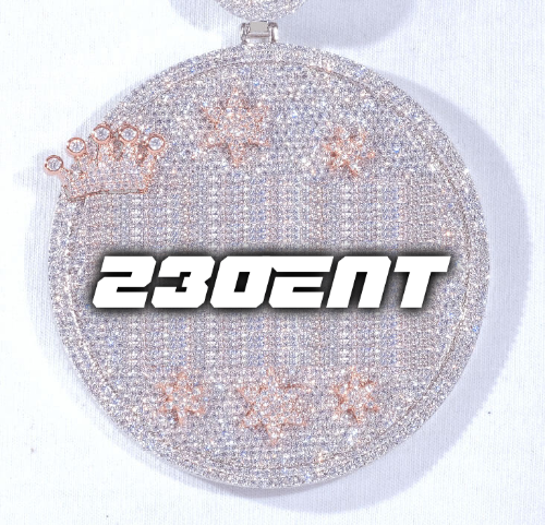 CUSTOM LETTER NECKLACE 3D BIG CROWN DISC