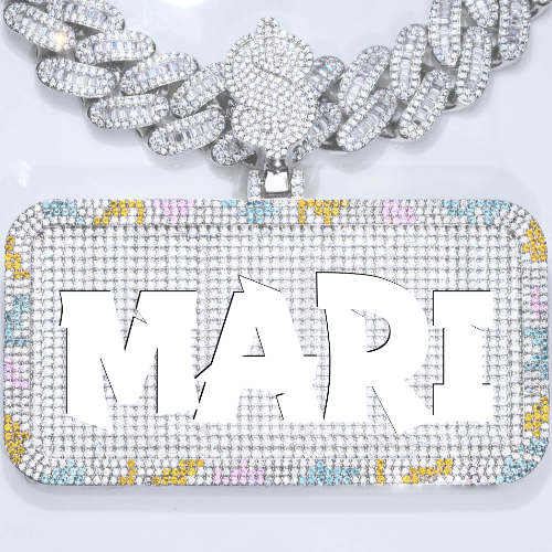 CUSTOM LETTER NECKLACE 3D COLORFUL SQUARE