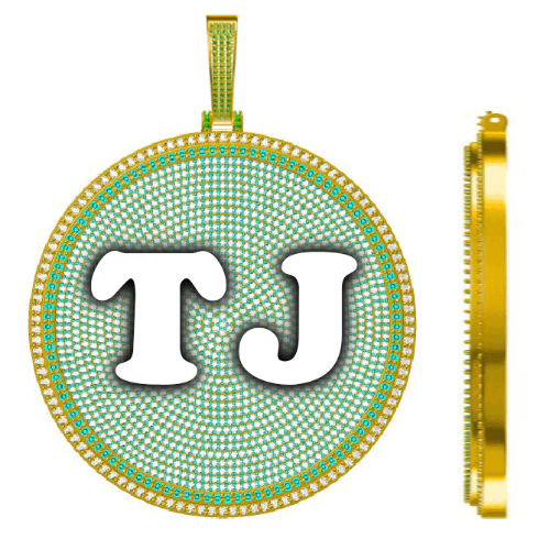 CUSTOM LETTER NECKLACE 3D BIG DISC