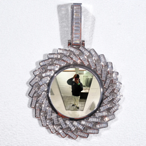 Large 3D Baguette Custom Picture Pendant