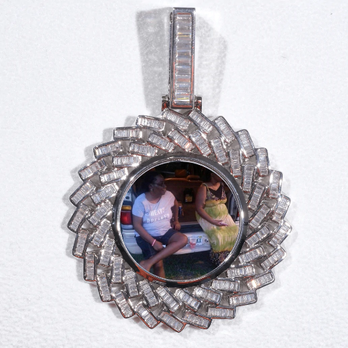 Large 3D Baguette Custom Picture Pendant